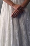 Buy_Angad Singh_White Chantelle Embroidery, Beads V-neck Designer Festive Lehenga Set 