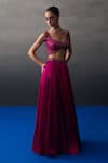Angad Singh_Pink Satin, Silk Sequins, Beads Scoop Neck Rani Festive Lehenga Set _Online_at_Aza_Fashions