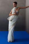 Buy_Angad Singh_Mint Chantelle Sequins, Embroidery, Beads Sweetheart Green Festive Saree Set _at_Aza_Fashions
