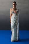 Angad Singh_Mint Chantelle Sequins, Embroidery, Beads Sweetheart Green Festive Saree Set _Online_at_Aza_Fashions