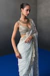 Angad Singh_Mint Chantelle Sequins, Embroidery, Beads Sweetheart Green Festive Saree Set _at_Aza_Fashions