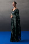 Angad Singh_Green Sequins Sweetheart Neck Designer Sangeet Saree Set _Online_at_Aza_Fashions