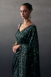 Buy_Angad Singh_Green Sequins Sweetheart Neck Designer Sangeet Saree Set _Online_at_Aza_Fashions
