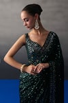 Shop_Angad Singh_Green Sequins Sweetheart Neck Designer Sangeet Saree Set _Online_at_Aza_Fashions