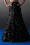 Angad Singh_Black Sequins V-neck Festive Lehenga Set _Online_at_Aza_Fashions