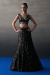 Buy_Angad Singh_Black Sequins V-neck Festive Lehenga Set _Online_at_Aza_Fashions