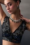 Shop_Angad Singh_Black Sequins V-neck Festive Lehenga Set 