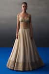 Angad Singh_Gold Silk Sequins, Embroidery Sweetheart Neck Banarasi Festive Lehenga Set _Online_at_Aza_Fashions