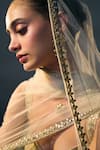 Shop_Angad Singh_Gold Silk Sequins, Embroidery Sweetheart Neck Banarasi Festive Lehenga Set 