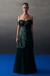 Shop_Angad Singh_Green Organza, Net Sequins Sweetheart Neck Sharara Set _Online_at_Aza_Fashions