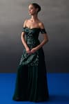 Angad Singh_Green Organza, Net Sequins Sweetheart Neck Sharara Set _at_Aza_Fashions
