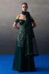 Buy_Angad Singh_Green Organza, Net Sequins Sweetheart Neck Sharara Set _at_Aza_Fashions