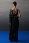 Shop_Angad Singh_Black Sequins Round Neck Saree Set _at_Aza_Fashions