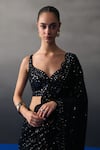 Angad Singh_Black Sequins Round Neck Saree Set _Online_at_Aza_Fashions