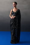 Buy_Angad Singh_Black Sequins Round Neck Saree Set _Online_at_Aza_Fashions