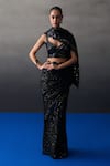 Shop_Angad Singh_Black Sequins Round Neck Saree Set _Online_at_Aza_Fashions