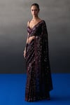 Buy_Angad Singh_Maroon Sequins V-neck Crimson Saree Set _Online_at_Aza_Fashions