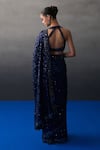 Shop_Angad Singh_Navy Sequins Halter Neck Midnight Blue Saree Set _at_Aza_Fashions