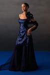 Buy_Angad Singh_Blue Sequins Round Neck Midnight Kurta Set _at_Aza_Fashions