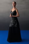 Shop_Angad Singh_Black Organza Sequins V-neck Sharara Kurta Set _Online_at_Aza_Fashions
