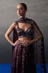 Buy_Angad Singh_Red Sequins Round Neck Crimson Lehenga Set 