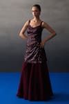 Shop_Angad Singh_Wine Organza, Net Sequins Sweetheart Neck Crimson Sharara Set _Online_at_Aza_Fashions