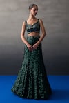 Shop_Angad Singh_Green Georgette Sequins Round Neck Lehenga Set _Online_at_Aza_Fashions