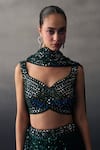 Buy_Angad Singh_Green Georgette Sequins Round Neck Lehenga Set 