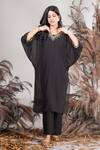 Buy_Rirasa_Black Georgette Beads, Embroidery V-neck Hand Kurta Set _at_Aza_Fashions