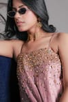 Rirasa_Pink Embroidery, Beads, Sequins Square Neck Hand Tunic And Sharara Set _Online_at_Aza_Fashions