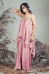 Shop_Rirasa_Pink Embroidery, Beads, Sequins Square Neck Hand Tunic And Sharara Set _Online_at_Aza_Fashions