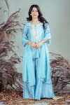 Buy_Rirasa_Blue Pearls Round Neck Sku Hand Embroidered Kurta Set _at_Aza_Fashions