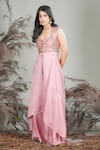 Buy_Rirasa_Pink Sequins, Embroidery Round Neck Hand Kurta With Sharara 