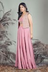 Buy_Rirasa_Pink Organza Embroidery, Beads Sweetheart , Open Hand Skirt Set _Online_at_Aza_Fashions