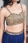 Buy_Rirasa_Navy Crepe Beads, Embroidery Sweetheart Neck Blue Hand Blouse And Skirt _Online_at_Aza_Fashions