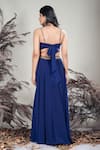 Shop_Rirasa_Navy Crepe Beads, Embroidery Sweetheart Neck Blue Hand Blouse And Skirt _at_Aza_Fashions