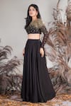 Rirasa_Black Organza, Net Sequins, Beads Round Neck Hand Embroidered Skirt And Blouse Set _at_Aza_Fashions