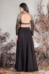 Shop_Rirasa_Black Organza, Net Sequins, Beads Round Neck Hand Embroidered Skirt And Blouse Set _at_Aza_Fashions