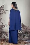 Shop_Rirasa_Navy Embroidery V-neck Blue Hand Tunic And Skirt _at_Aza_Fashions