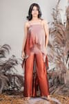 Buy_Rirasa_Brown Embroidery Ombre High Low Top And Pant Set _at_Aza_Fashions