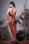 Shop_Rirasa_Brown Georgette Embroidery Halter Neck Ombre Hand Bustier And Skirt _at_Aza_Fashions
