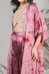 Buy_Rirasa_Coral Embroidery Scoop , Open Pink Hand Bustier Set _Online_at_Aza_Fashions
