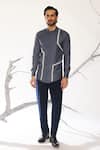 Buy_Ankit V Kapoor_Gray Beads Lumen Grid Statement Shirt _at_Aza_Fashions