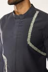 Ankit V Kapoor_Gray Beads Lumen Grid Statement Shirt _at_Aza_Fashions