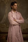 Buy_Ankit V Kapoor_Pink Georgette Embroidery Woven Kesar Gul Kurta Set _Online_at_Aza_Fashions