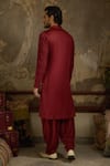 Shop_Ankit V Kapoor_Maroon Georgette, Cotton Shahgul Woven Kurta Set _at_Aza_Fashions