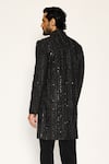 Shop_Ankit V Kapoor_Black Sequins Woven Designer Sherwani And Pant Set _at_Aza_Fashions