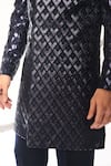 Ankit V Kapoor_Blue Crepe Futuristic Dusk Sherwani And Pant Set _at_Aza_Fashions