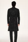 Shop_Ankit V Kapoor_Black Embroidery, Zari Obsidian Bloom Indo Sherwani Set _at_Aza_Fashions