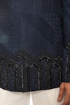Ankit V Kapoor_Blue Cotton, Silk Beads Deco Crest Bandhgala And Pant Set _Online_at_Aza_Fashions